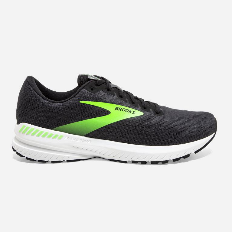 Brooks Ravenna 11 NZ - Men's Road Running Shoes - Ebony/Black/Gecko (65348-CVWS)